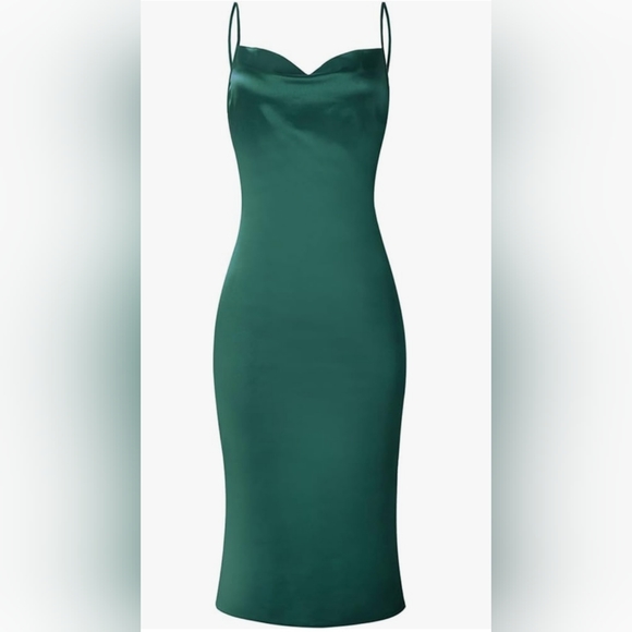 Dresses & Skirts - Women's Sleeveless Spaghetti Strap Satin Dress with split on side NWOT